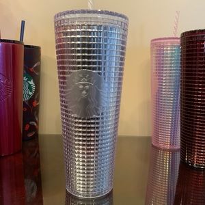NEW Starbucks 2020 silver grid tumbler, 24oz.